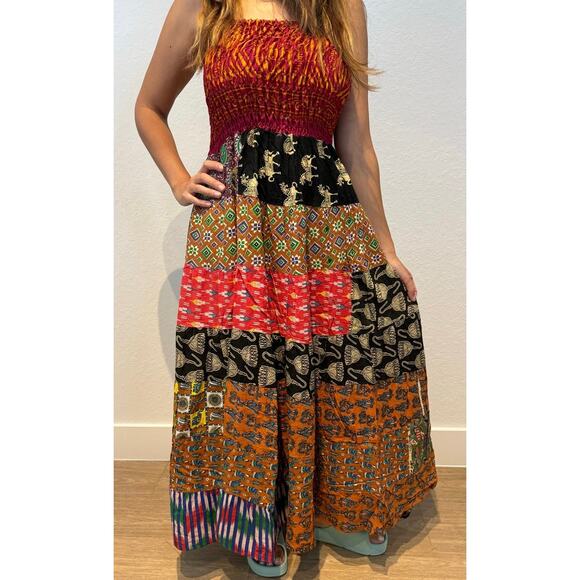 Multi-patch maxi Bohemian Dress - Picture 4 of 6
